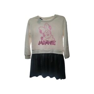 Disney's Minnie Mouse Pleated Black Fuax Leather Skater‎ Dress Girls Size 7/8